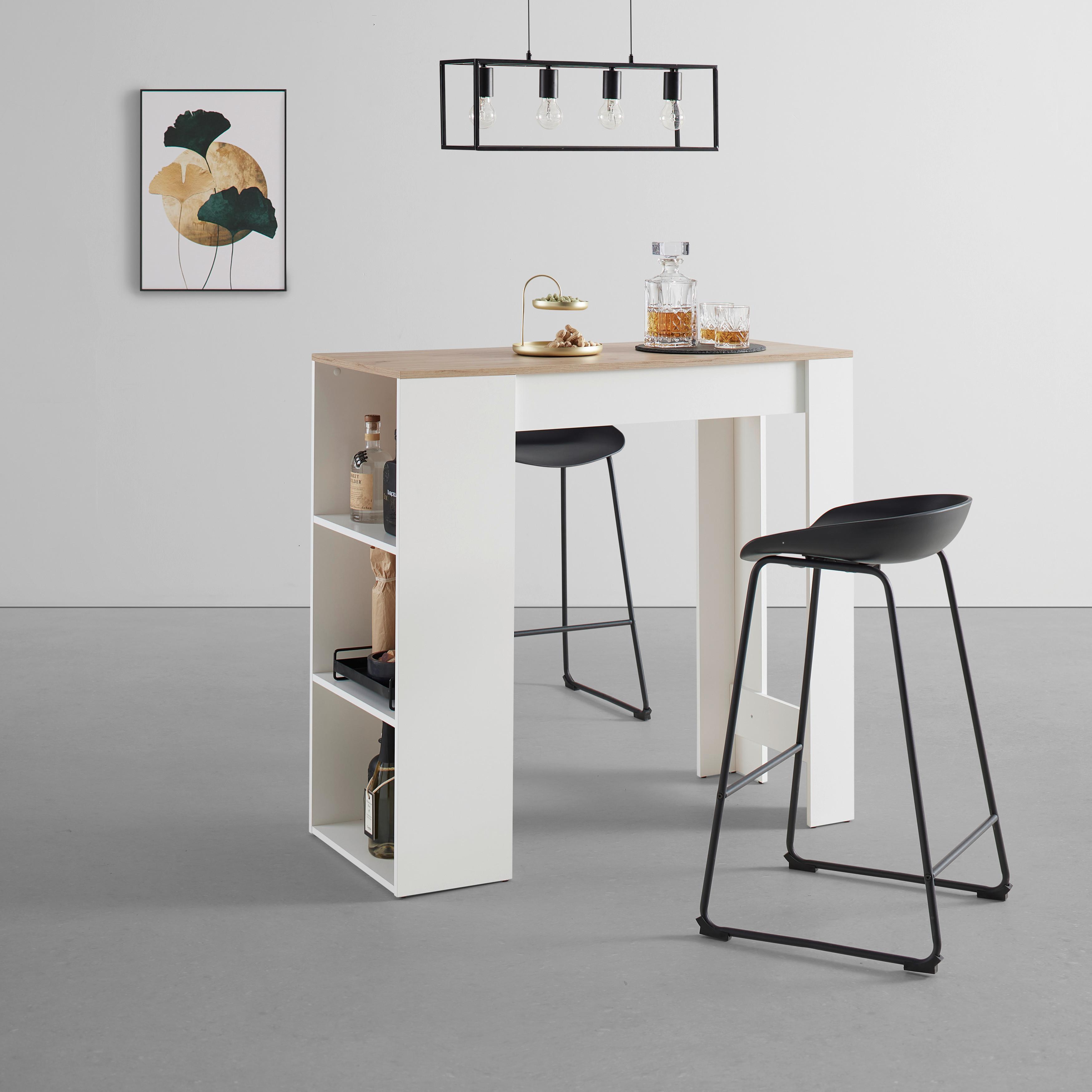 BAROVÝ STŮL DANDY 115X50CM - bílá/černá, Moderní, dřevo/plast (115/108/50cm)