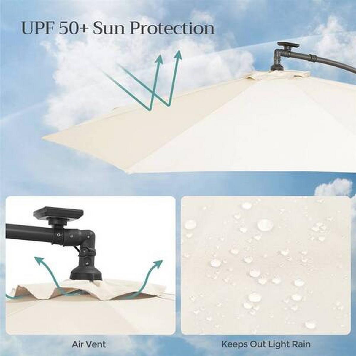 Led Sonnenschirm Beige Schwarz BxL: 300x300 cm - Beige/Schwarz, Basics, Textil/Metall (300/300cm) - Modante