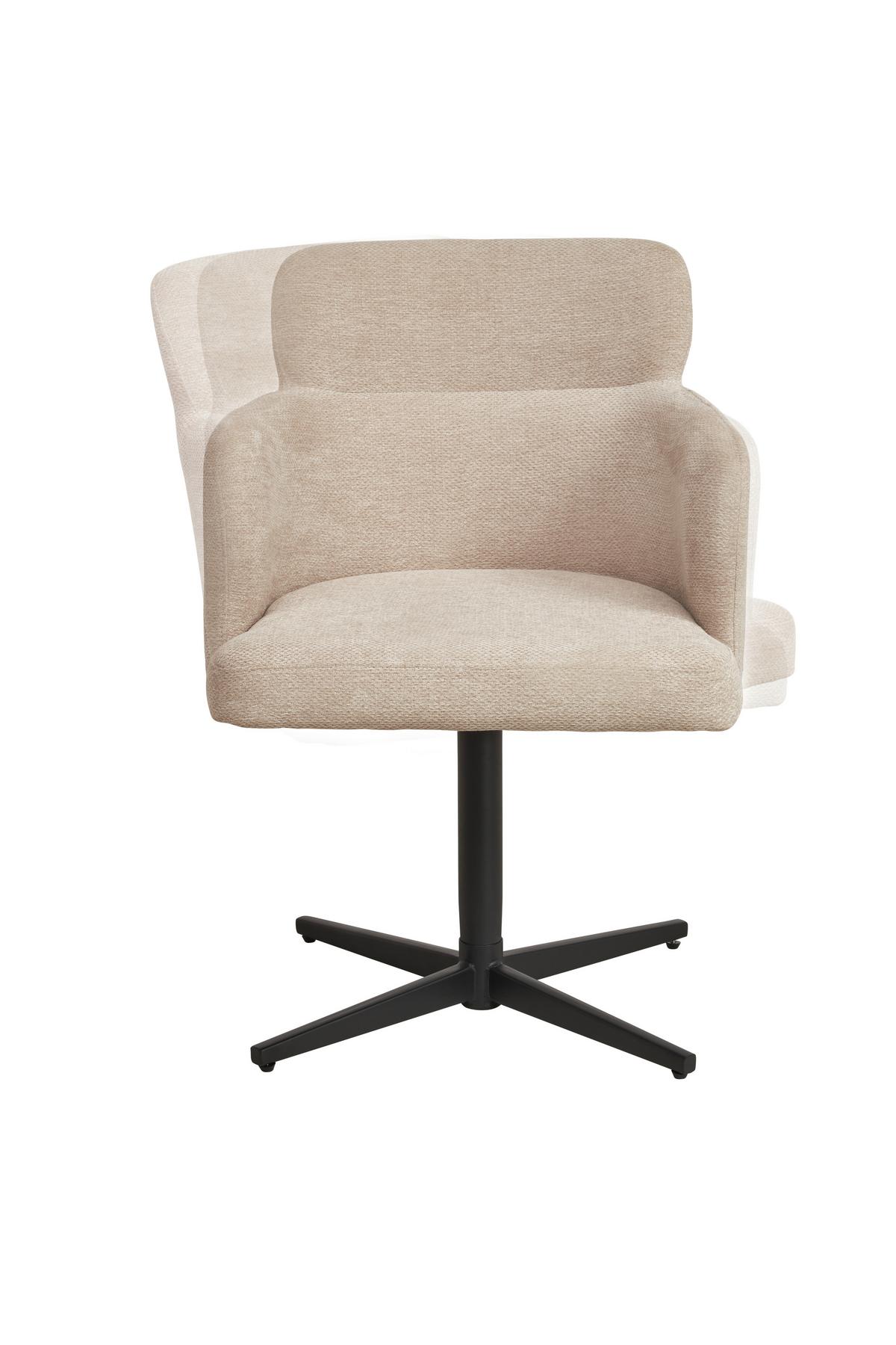 Armlehnstuhl Matteo Webstoff Beige, B: 58,5 cm - Beige/Schwarz, KONVENTIONELL, Holz/Textil (58,5/85/63cm) - Livetastic