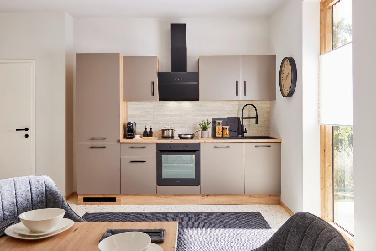 Kuchyňský blok LINZ šířka 220 cm, bez spotřebičů - šedá/černá, Moderní, kov/kompozitní dřevo (220cm)