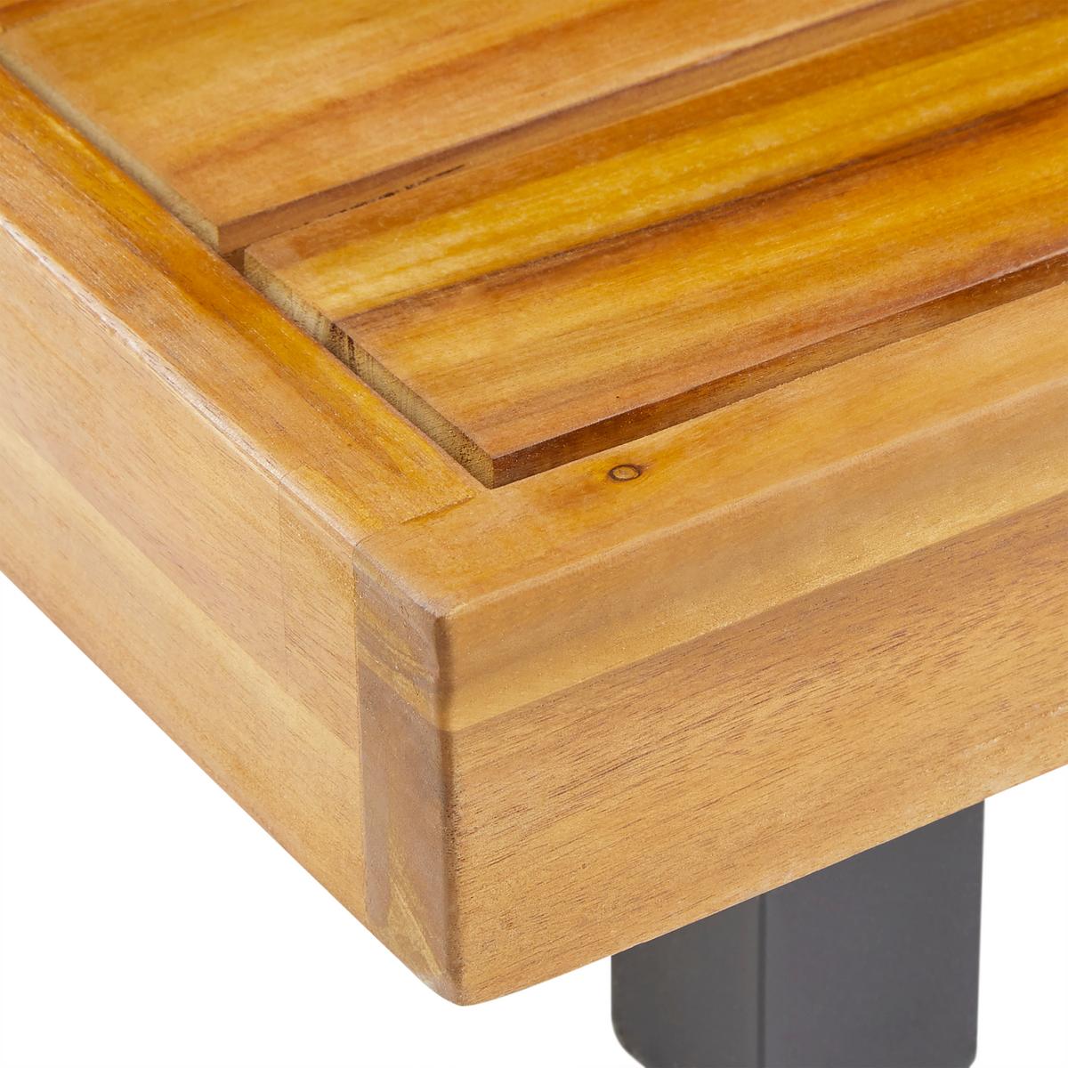 Zahradní sedací souprava GIANNY - šedá/barvy akácie, Moderní, kov/dřevo (232/72/72cm) - Bessagi Garden