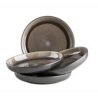 Tellerset Niara Steinzeug 4-Tlg. Rund D: 27 Cm - Schwarz/Braun, Basics, Keramik - Mäser