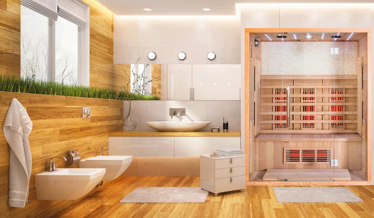 Infrarotkabine 3 Personen 153x200x110 Cm Malmö - Naturfarben, MODERN, Holz (153/200/110cm)