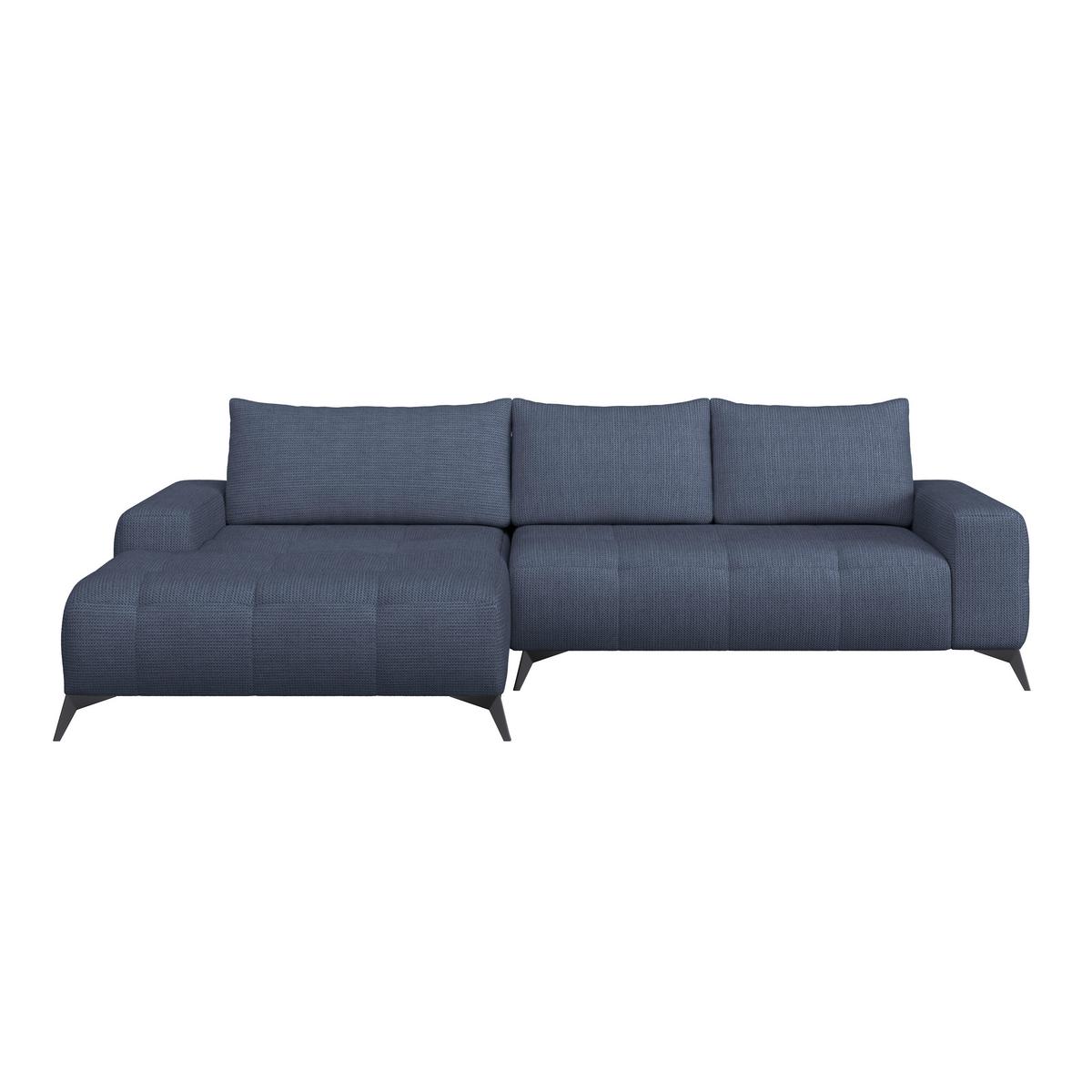 Ecksofa Mauro Blau, mit Schlaffunktion - Blau/Schwarz, Trend, Textil (175/290cm) - Luca Bessoni