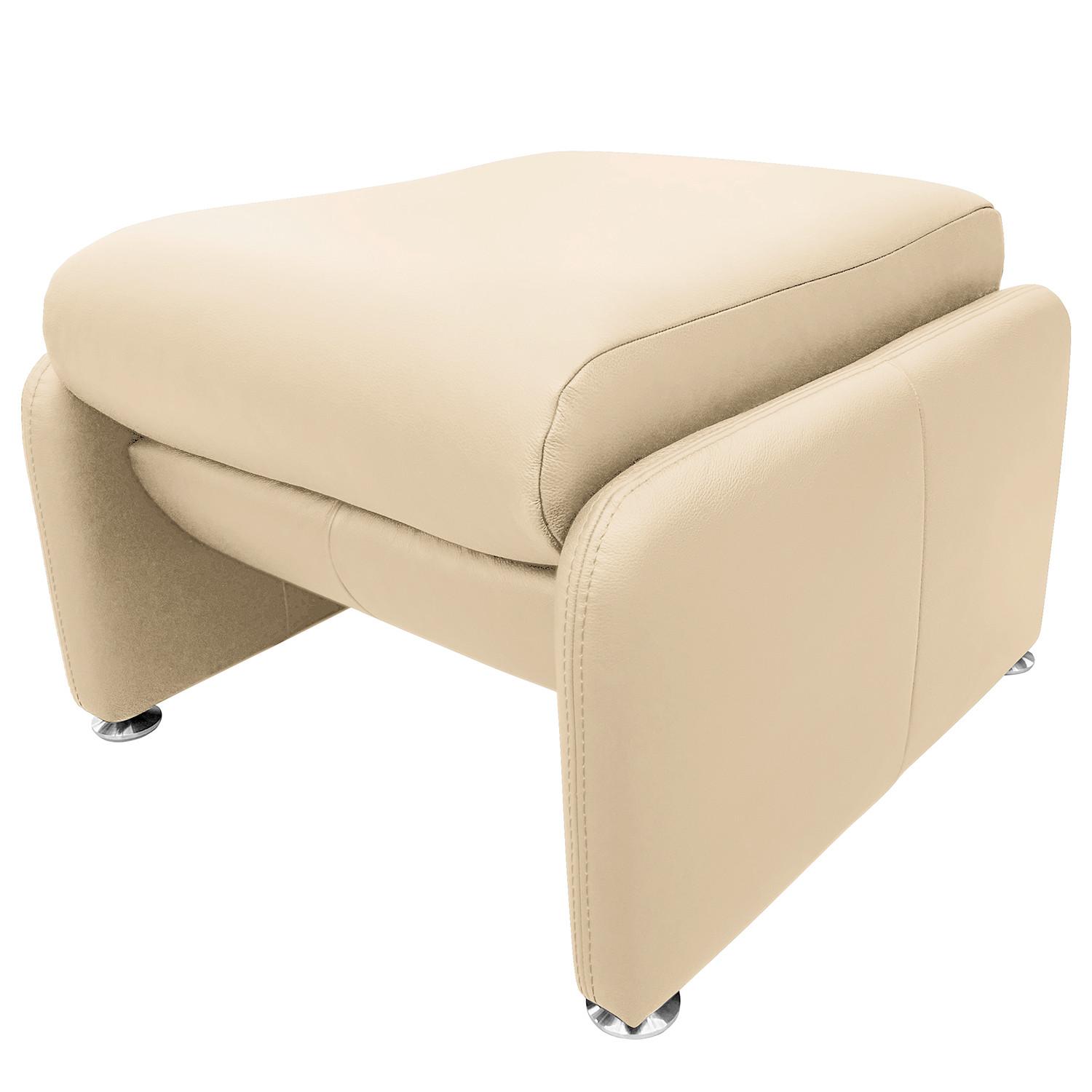Hocker Comodo Echtleder Beige B: 62 cm - Beige/Silberfarben, Design, Leder (62/42/60cm) - Livetastic