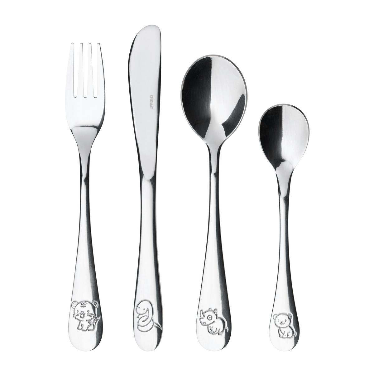 Besteckset Dschungel 4-teilig Edelstahlfarben B: 15,2 Cm - Edelstahlfarben, Basics, Metall (21,60/15,20/2,40cm) - Kelomat