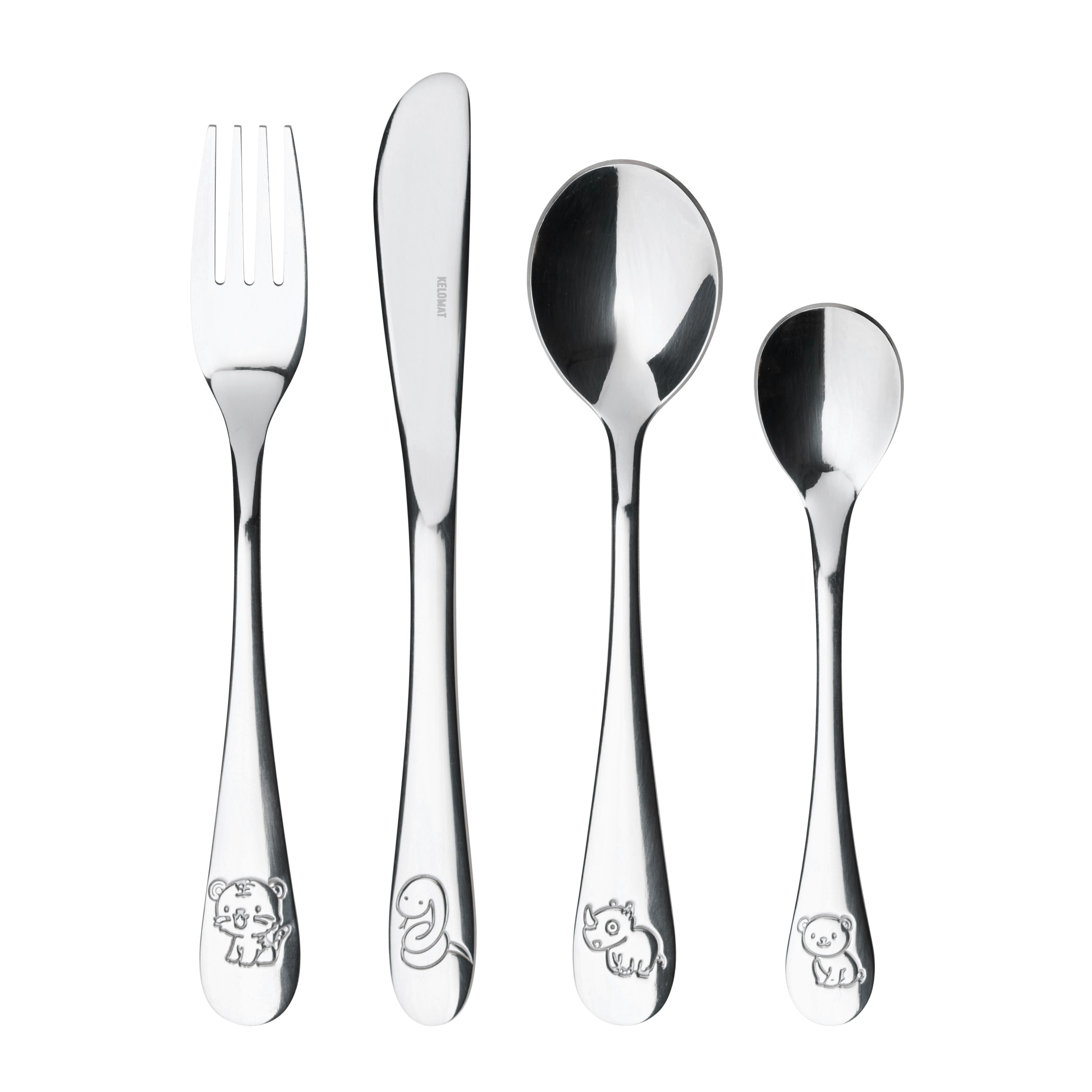Besteckset Dschungel 4-teilig Edelstahlfarben B: 15,2 Cm