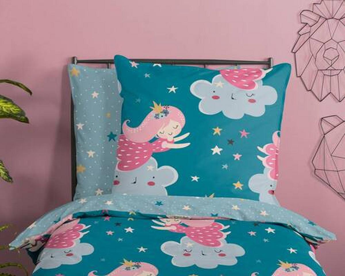 Jugendbettwäsche Princesse Blau Petrol 135x200 cm - Blau/Petrol, Design, Textil (135/200cm)
