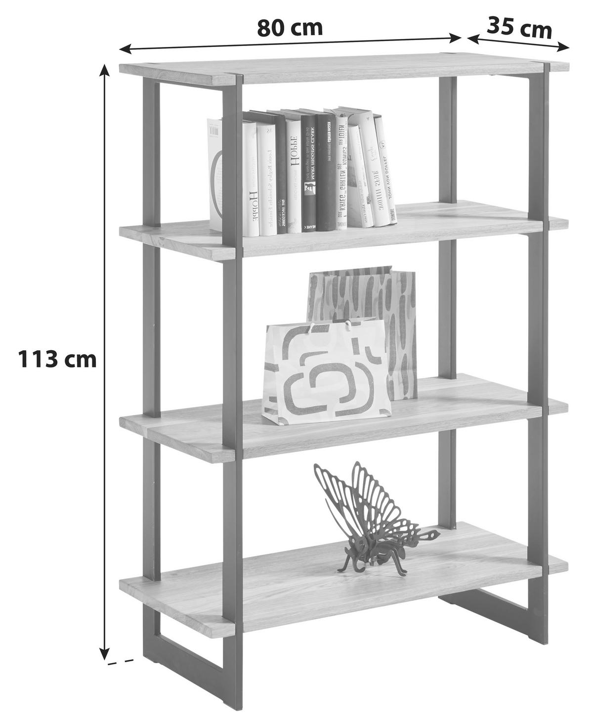 Regal Pablo 2 B: 80 cm Eiche Dekor/Schwarz - Eichefarben/Schwarz, Design, Holz/Metall (80/113/35cm) - Livetastic