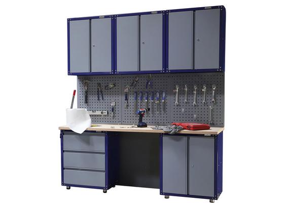 Werkbankset Large 200,5 cm Grau/blau - Blau/Buchefarben, KONVENTIONELL, Holz/Metall (200,5/232/60cm) - Erba Werkbankset Large 200,5 cm Grau/blau - Blau/Buchefarben, KONVENTIONELL, Holz/Metall (200,5/232/60cm) - Erba