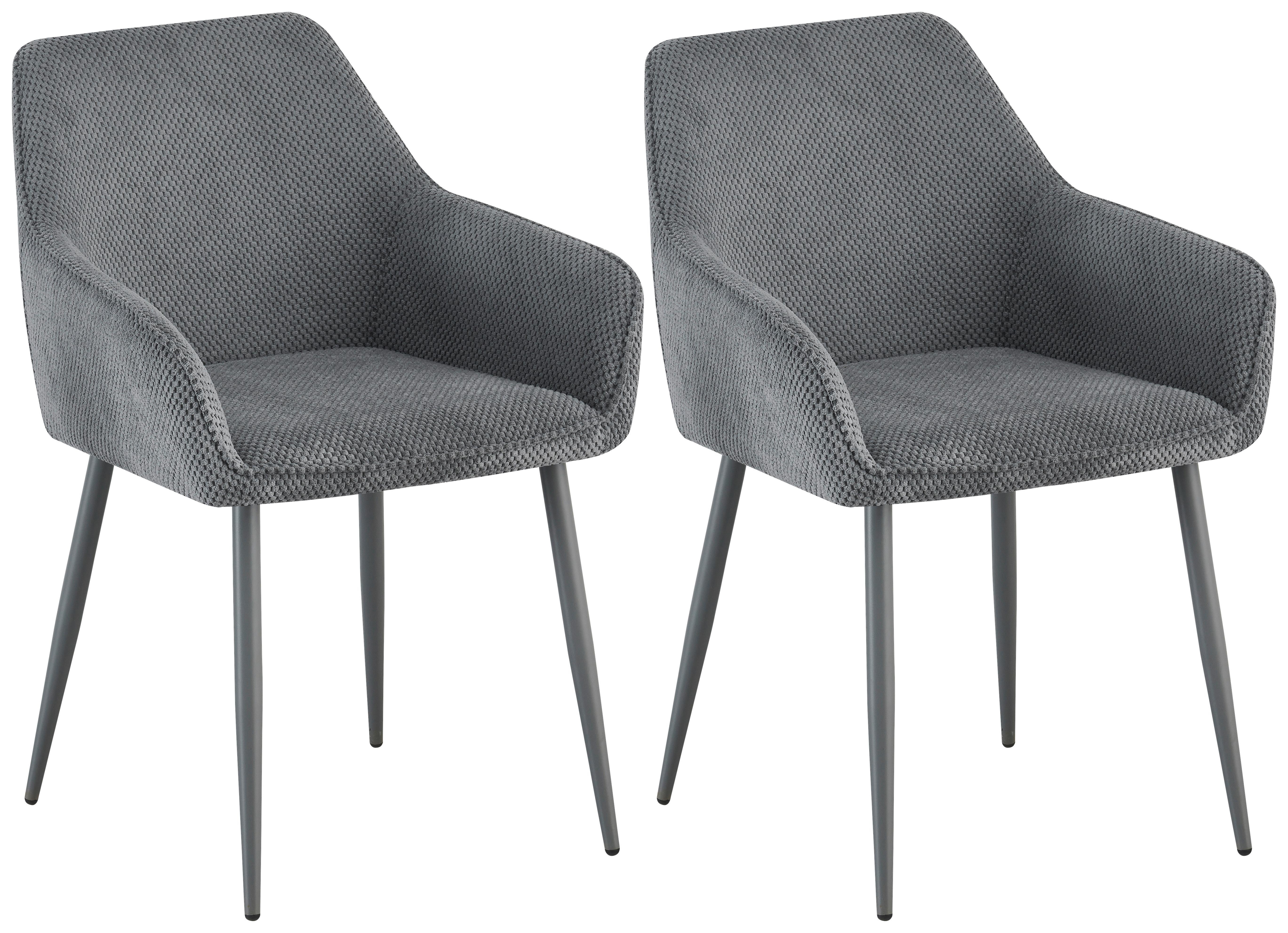 Armlehnstuhl Cora Webstoff Grau, B: 56 cm - Grau, KONVENTIONELL, Textil/Metall (56/81/61cm) - MID.YOU