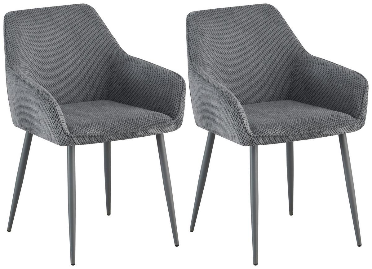 Armlehnstuhl Cora Webstoff Grau, B: 56 cm - Grau, KONVENTIONELL, Textil/Metall (56/81/61cm) - MID.YOU