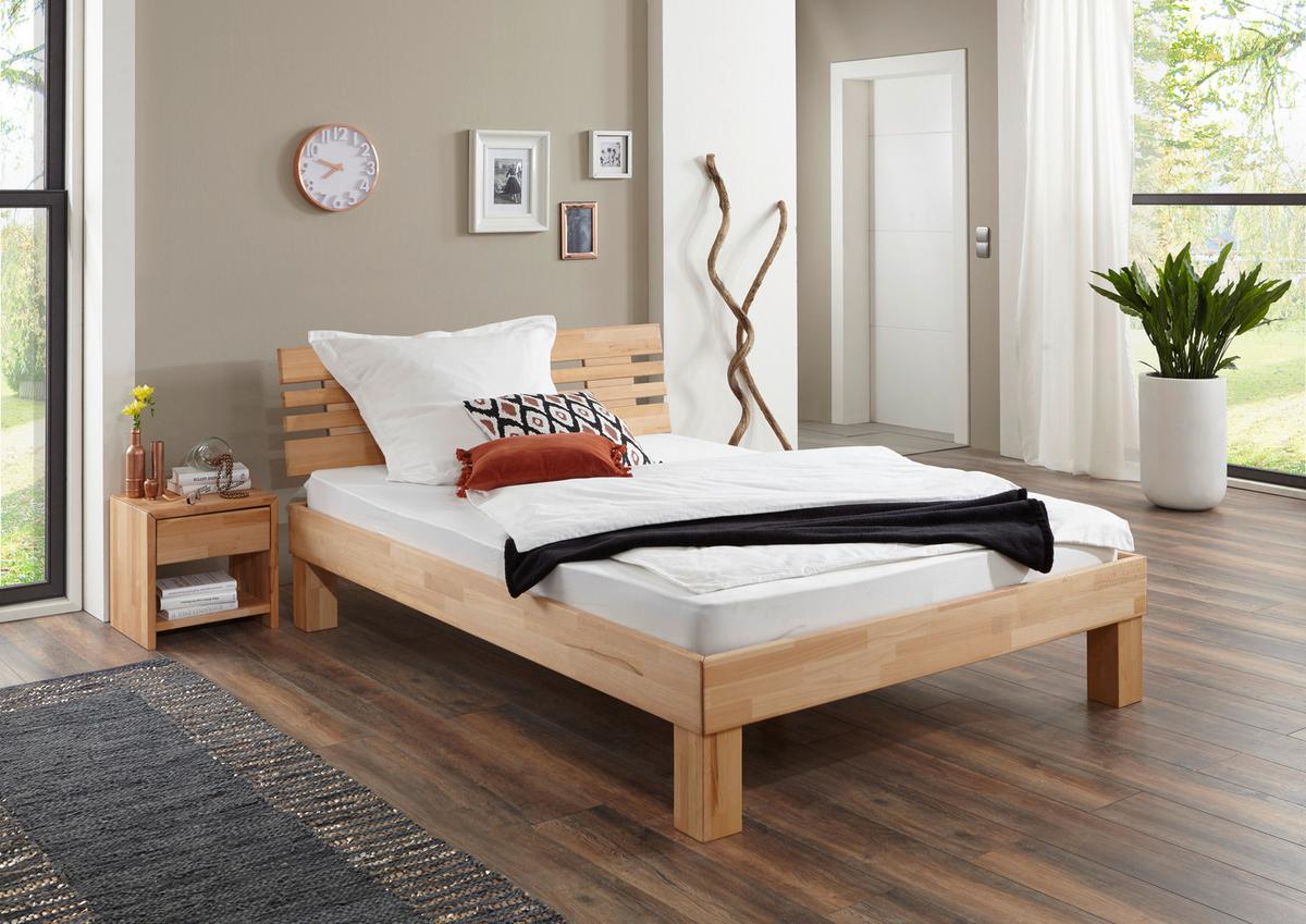Massivholzbett 90x200 Cm Elisabeth Buche - Kernbuche, KONVENTIONELL, Holz (90/200cm)