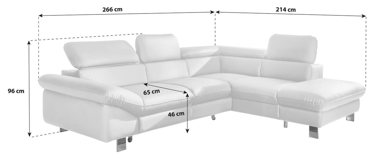 Ecksofa mit Schlaffunktion Driver Fango Lederlook - Chromfarben/Fango, MODERN, Textil (266/214cm) - MID.YOU
