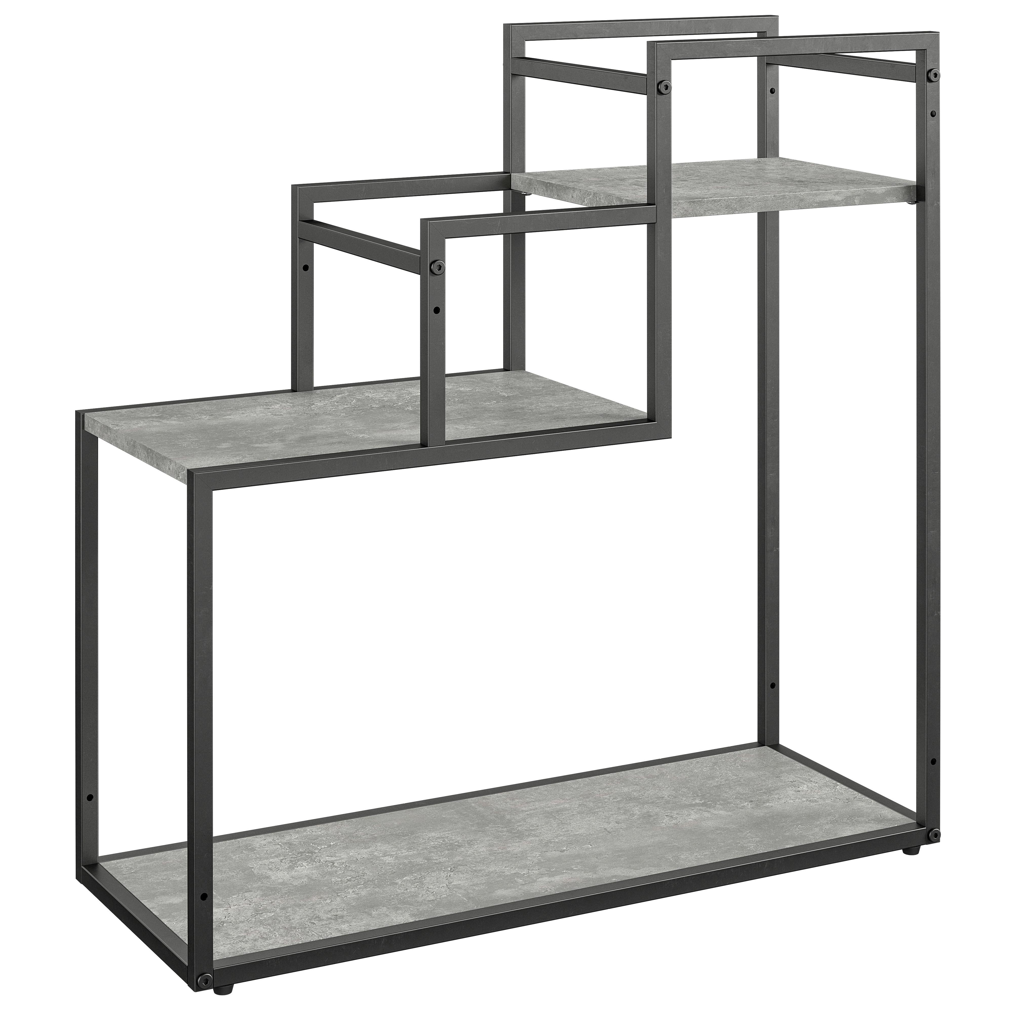 BLUMENSTÄNDER Weston Grau, Schwarz B: 58cm - Schwarz/Grau, Design, Holzwerkstoff/Metall (58/58/23cm) - MID.YOU
