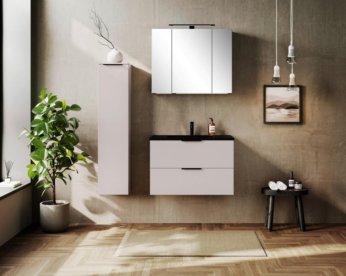 Midischrank Sevilla Kaschmir, Schwarz - Kaschmir/Schwarz, MODERN, Holzwerkstoff (30/130/35cm) - Held