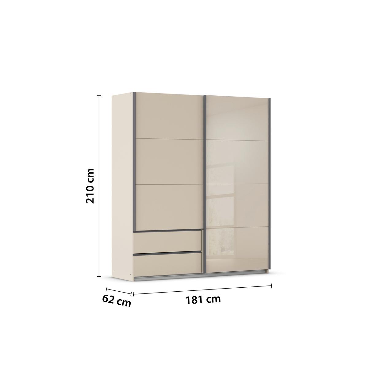 Šatní skříň ELARA - bílá/šampaňská, Konvenční, kompozitní dřevo (181/210/62cm) - Premium Living