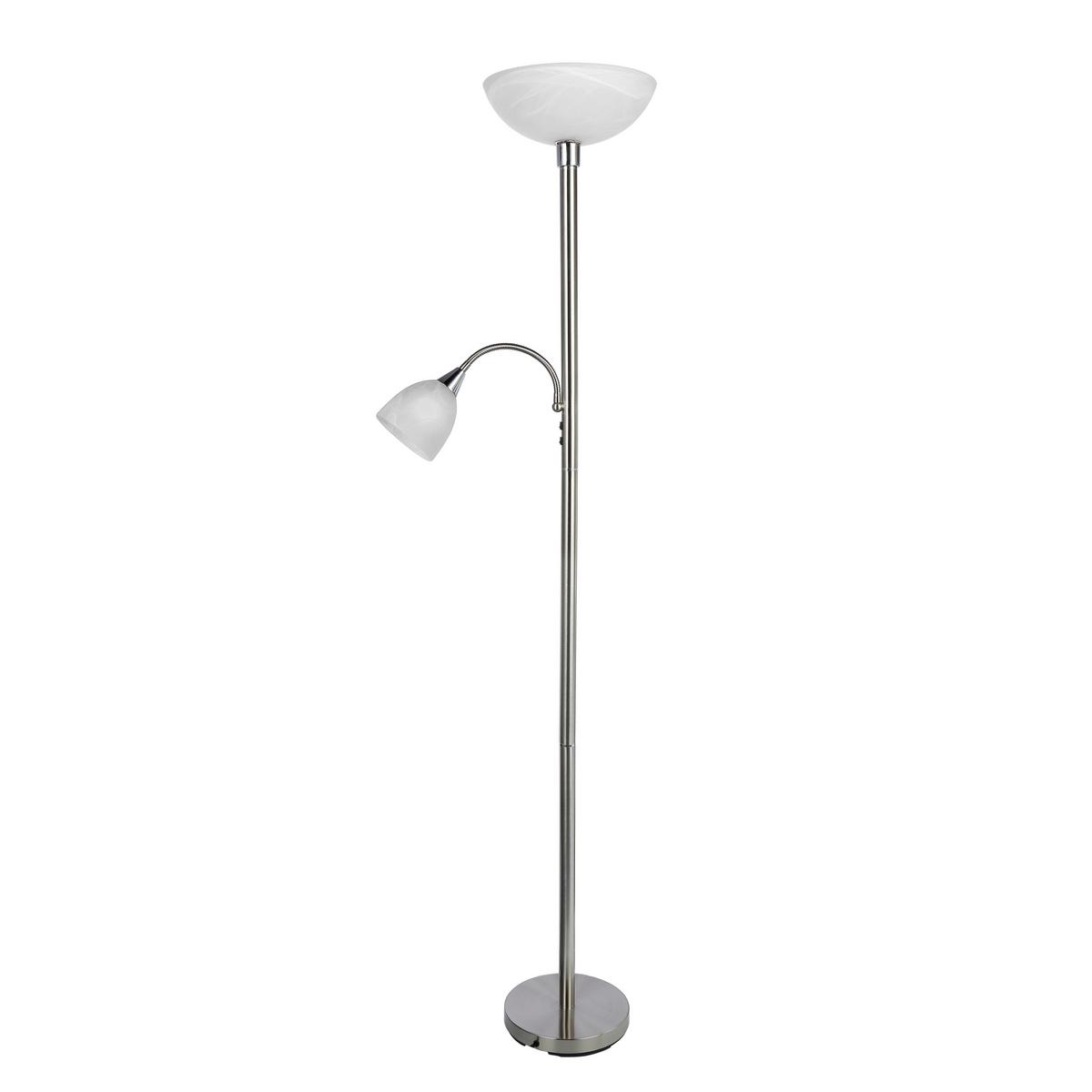 Led Állólámpa Erol - nikkelszínű/fehér, Konventionell, üveg/fém (30/178cm) - James Wood