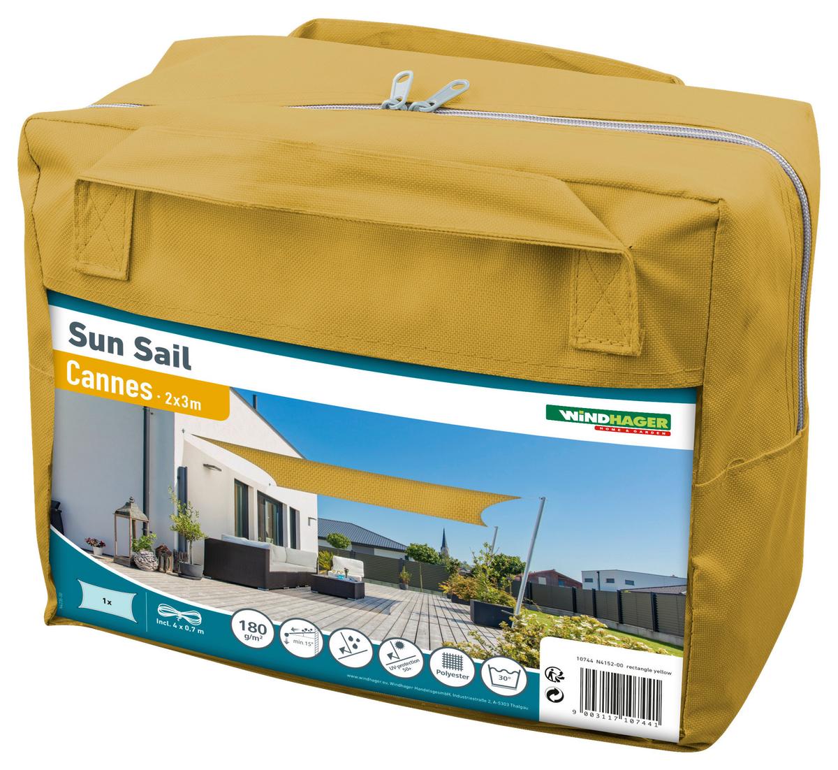 Sonnensegel Rechteck 2x3 M - Gelb, Basics (200/300cm)