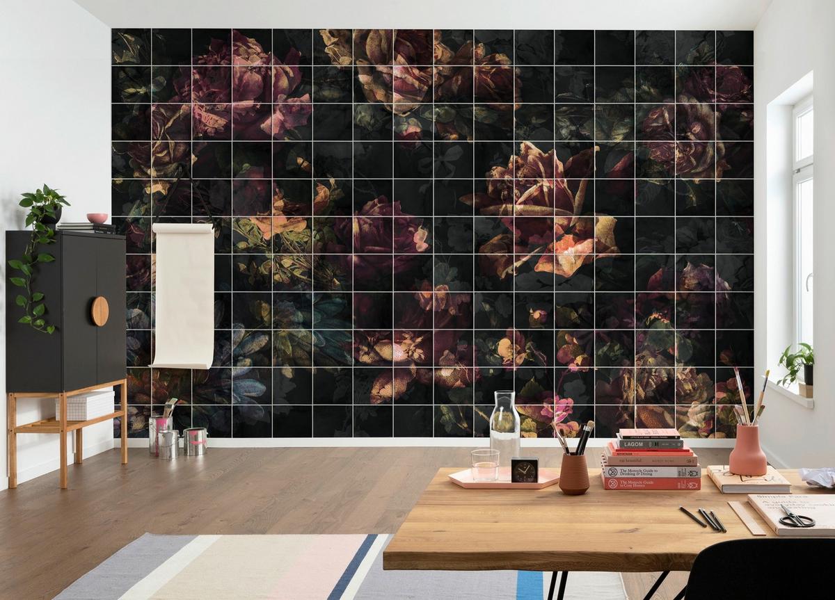Fototapete Tiles Flowers - Multicolor, Trend, Papier (400/280cm) - Komar