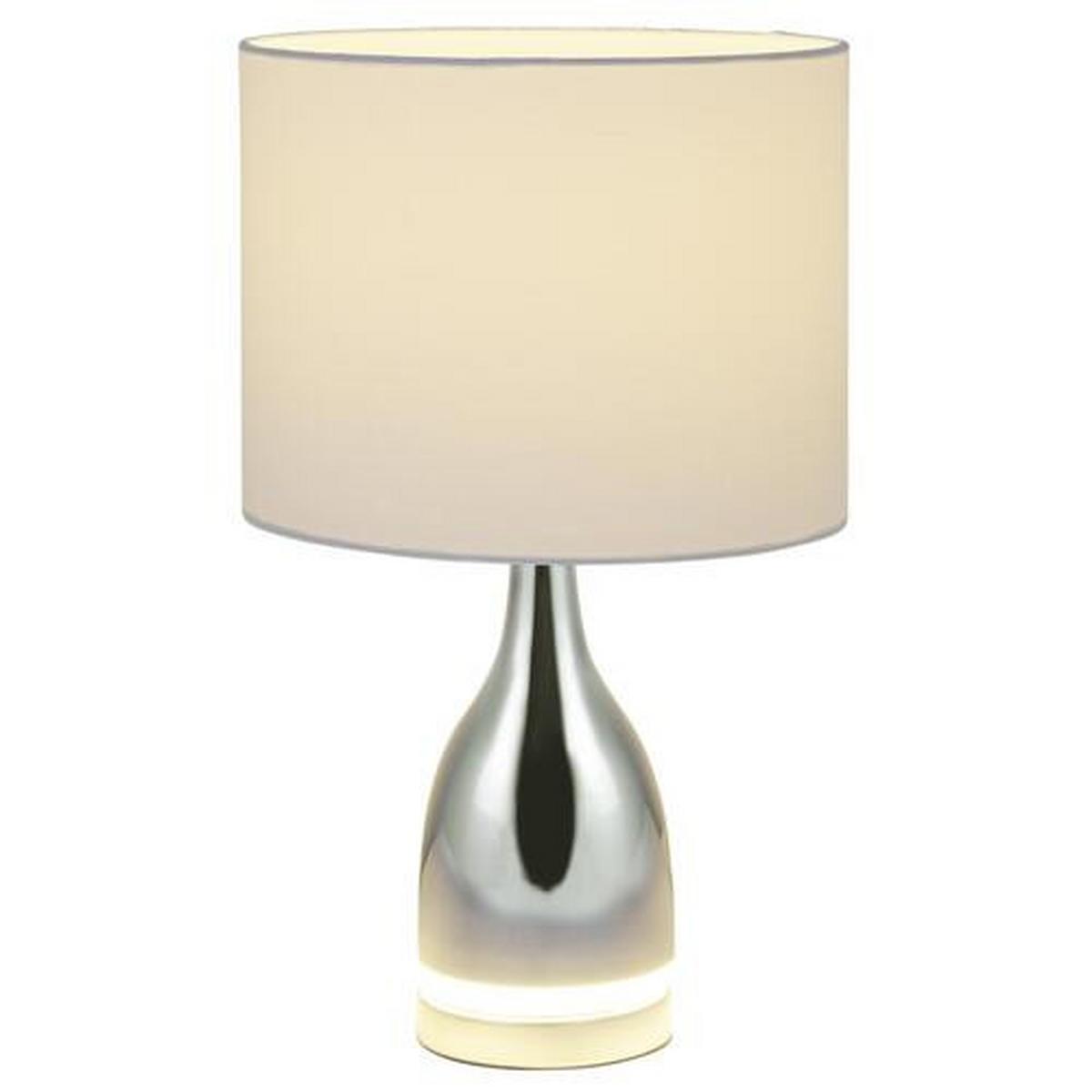 Led-tischlampe Weiß/ Chromfarben Textilschirm - Chromfarben/Weiß, KONVENTIONELL, Kunststoff/Textil (25/43,5cm) - Näve
