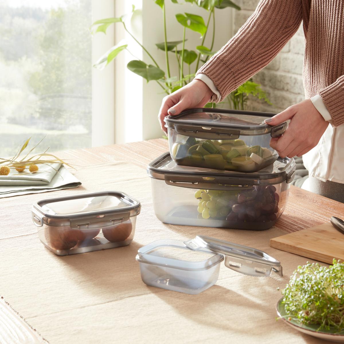 Sada dóz na potraviny Blacky, 4-dílná - černá/průhledné, Moderní, plast - Mömax
