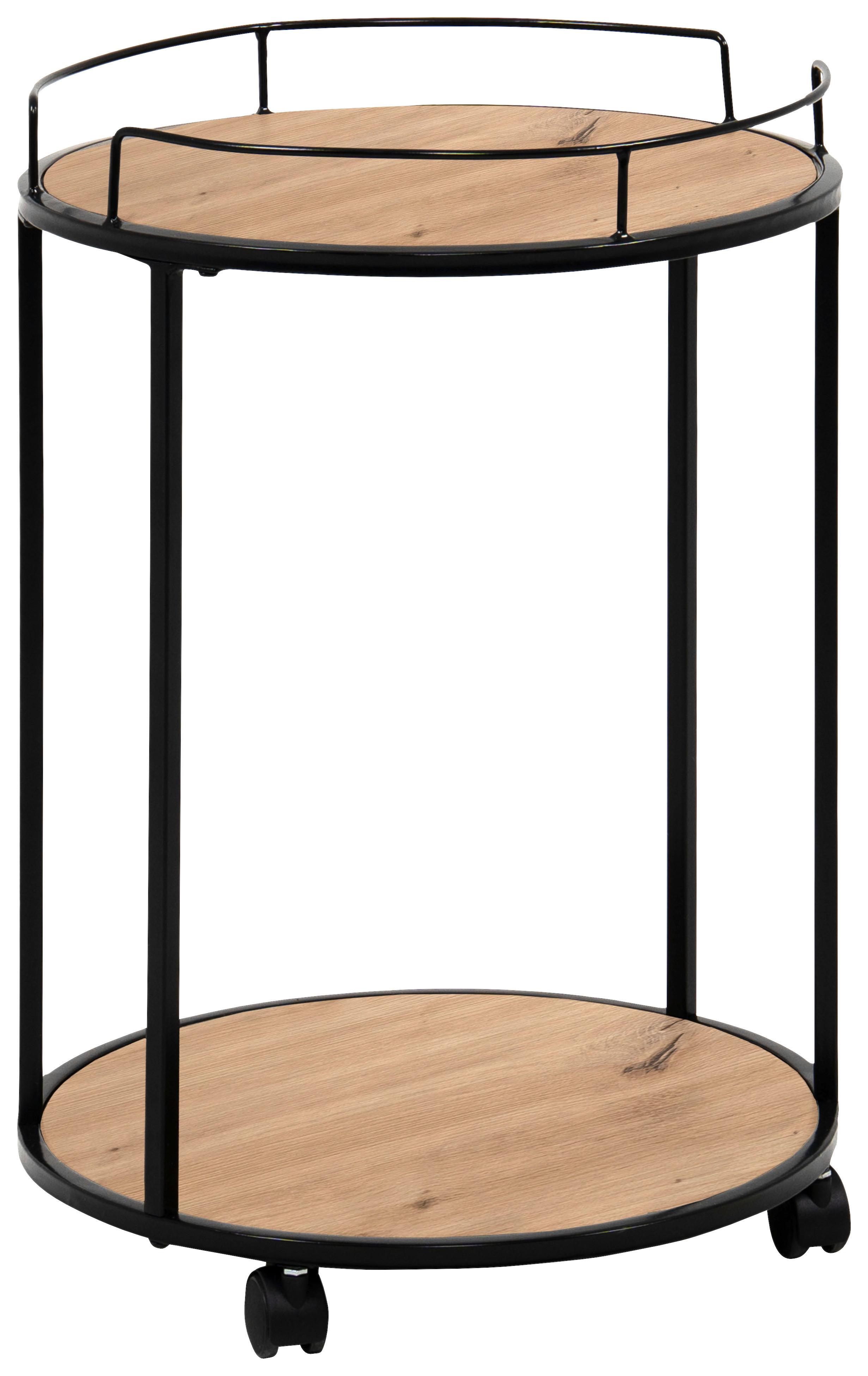 Servierwagen Tromso Artisan Oak Dekor, B: 44 Cm - Schwarz/Eiche Artisan, Trend, Holzwerkstoff/Kunststoff (44/61,5/44cm)