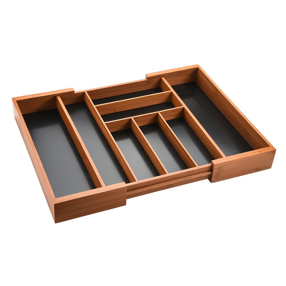 Besteckeinsatz Aus Bambus Variabel, BxH: 35-58x43 cm - Braun, Basics, Holz (35-58/6,5/43cm) - Kesper