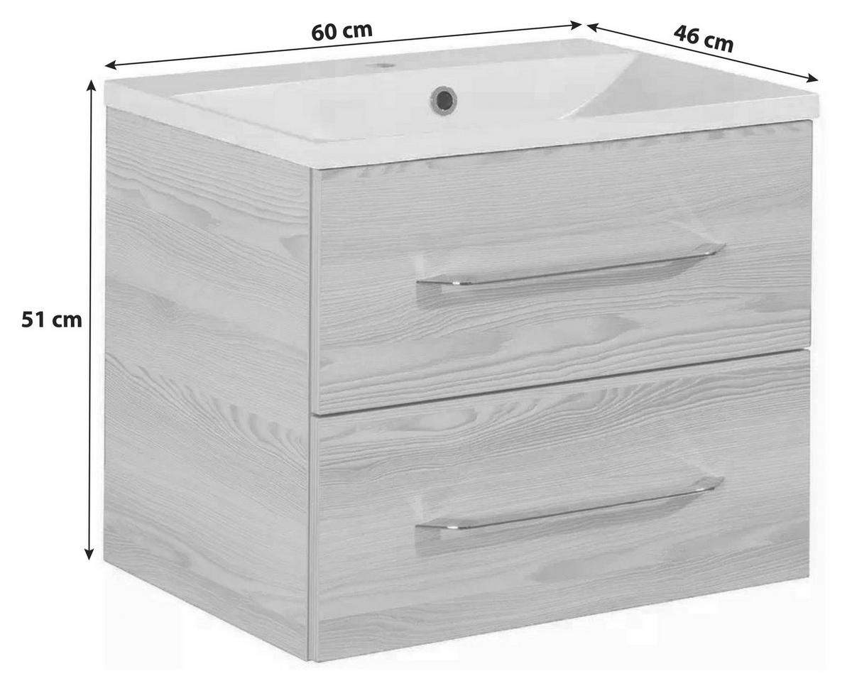 Waschbecken Mit Unterschrank Clever B: 60 Cm Weiß - Weiß, MODERN, Holzwerkstoff/Kunststoff (60cm) - MID.YOU