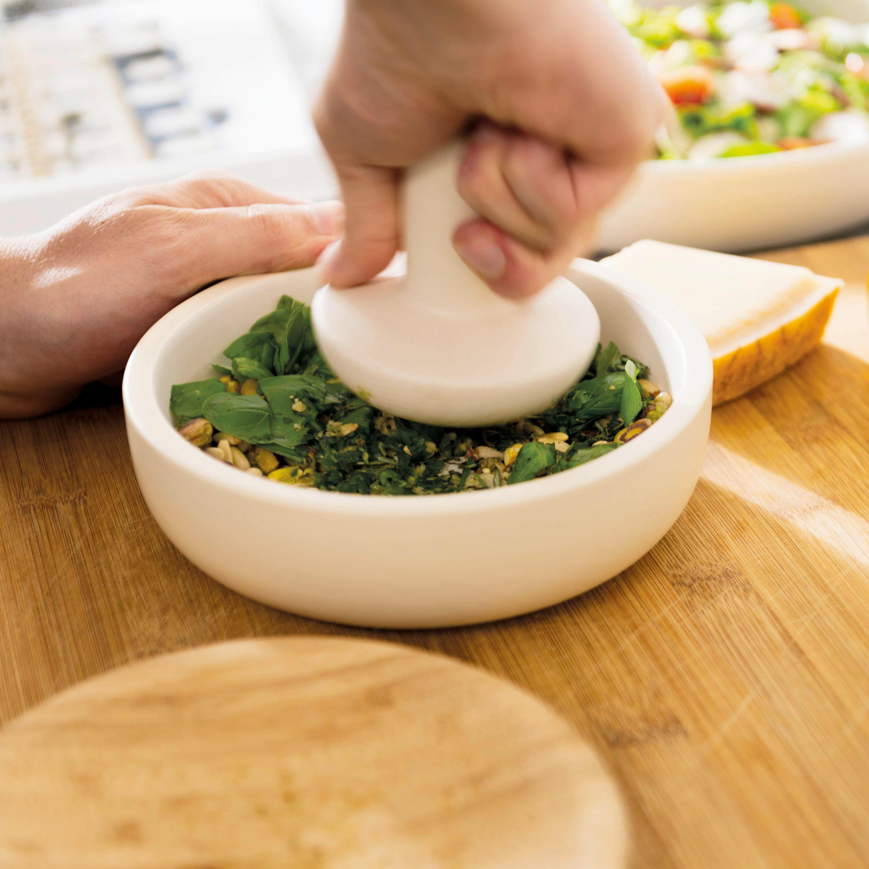 Mörserset Weiß B: 17 cm - Weiß, Basics, Keramik (17/17/11cm)