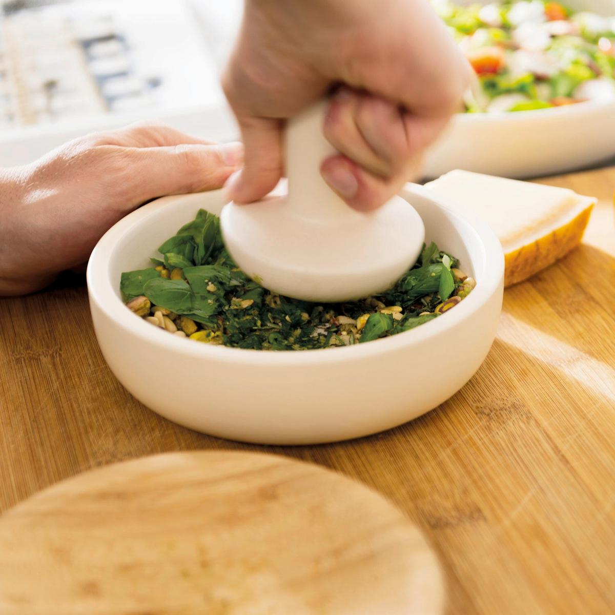 Mörserset Weiß B: 17 cm - Weiß, Basics, Keramik (17/17/11cm)