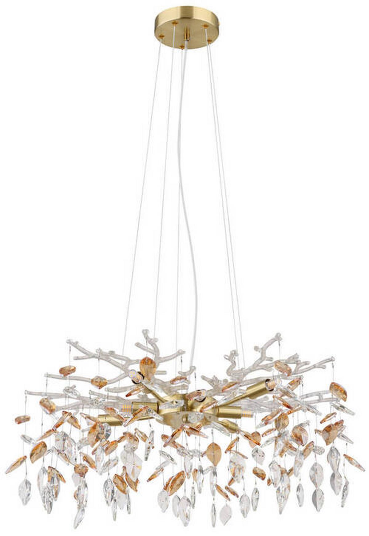 Kronleuchter 64132-8 Danna - Goldfarben/Bernsteinfarben, KONVENTIONELL, Glas/Metall (61/120cm) - Globo
