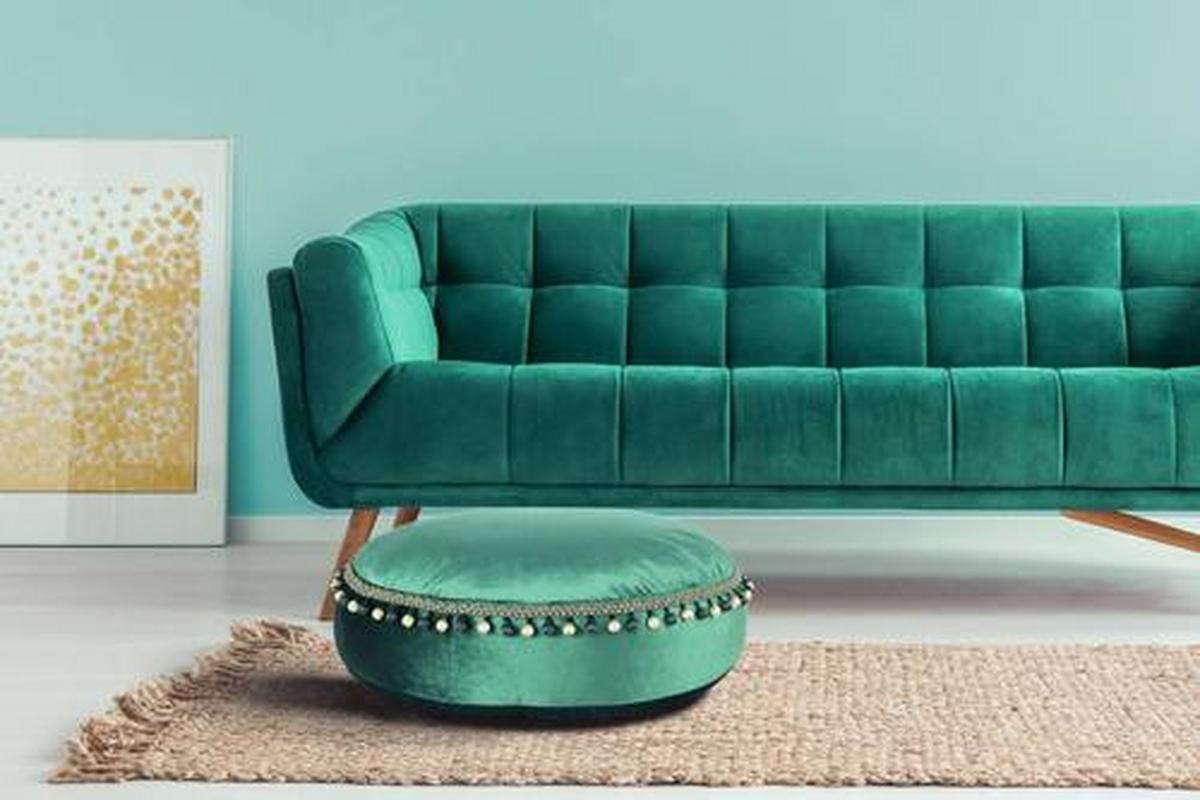 Pouf Taj Mahal DxH: 65x25 cm Samt Grün mit Reißverschluss - Grün, LIFESTYLE, Textil (65/25/65cm) - Kayoom