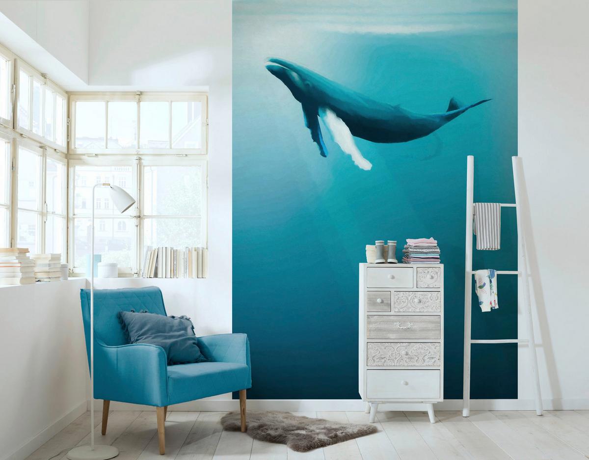 Fototapete Artsy Humpback Whale - Multicolor, Trend, Papier (200/280cm)