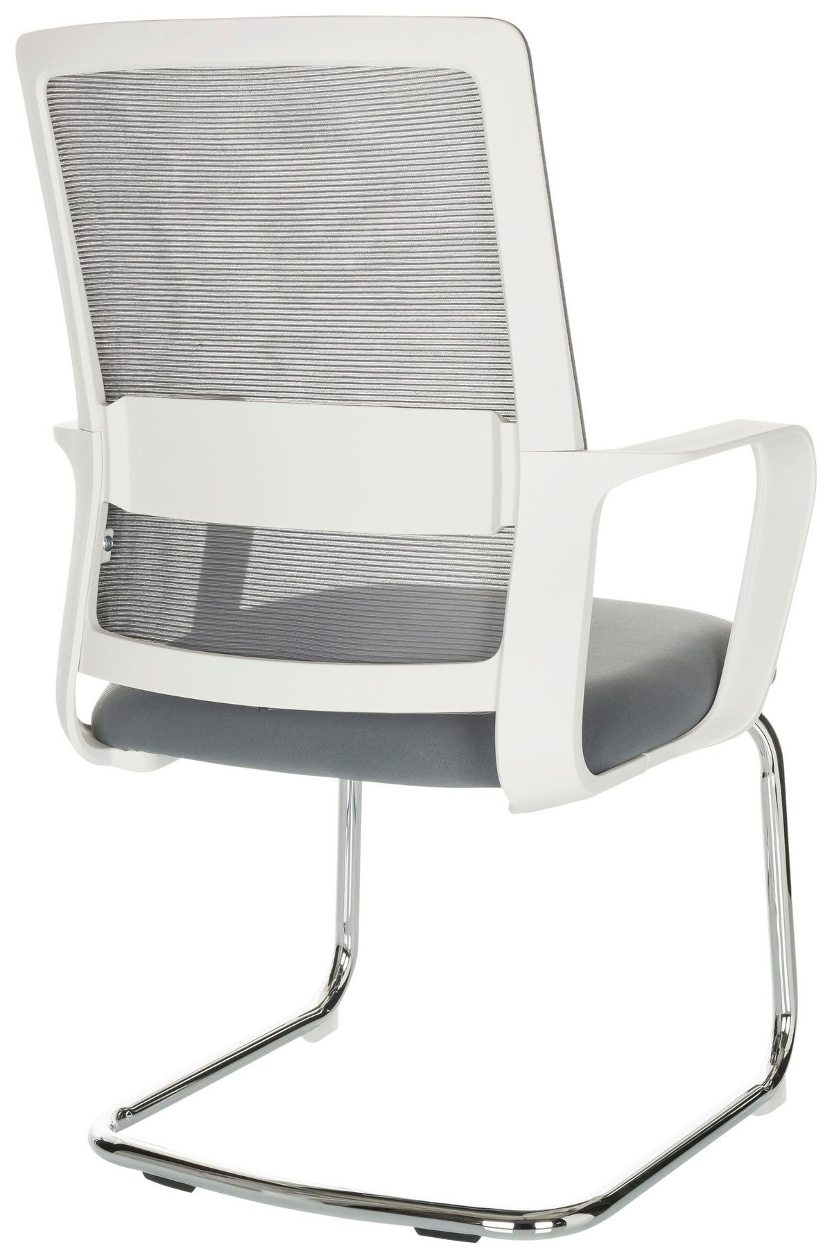 Besucherstuhl Visiter W - Silberfarben/Weiß, Basics, Kunststoff/Textil (60/97-98/60cm) - MID.YOU