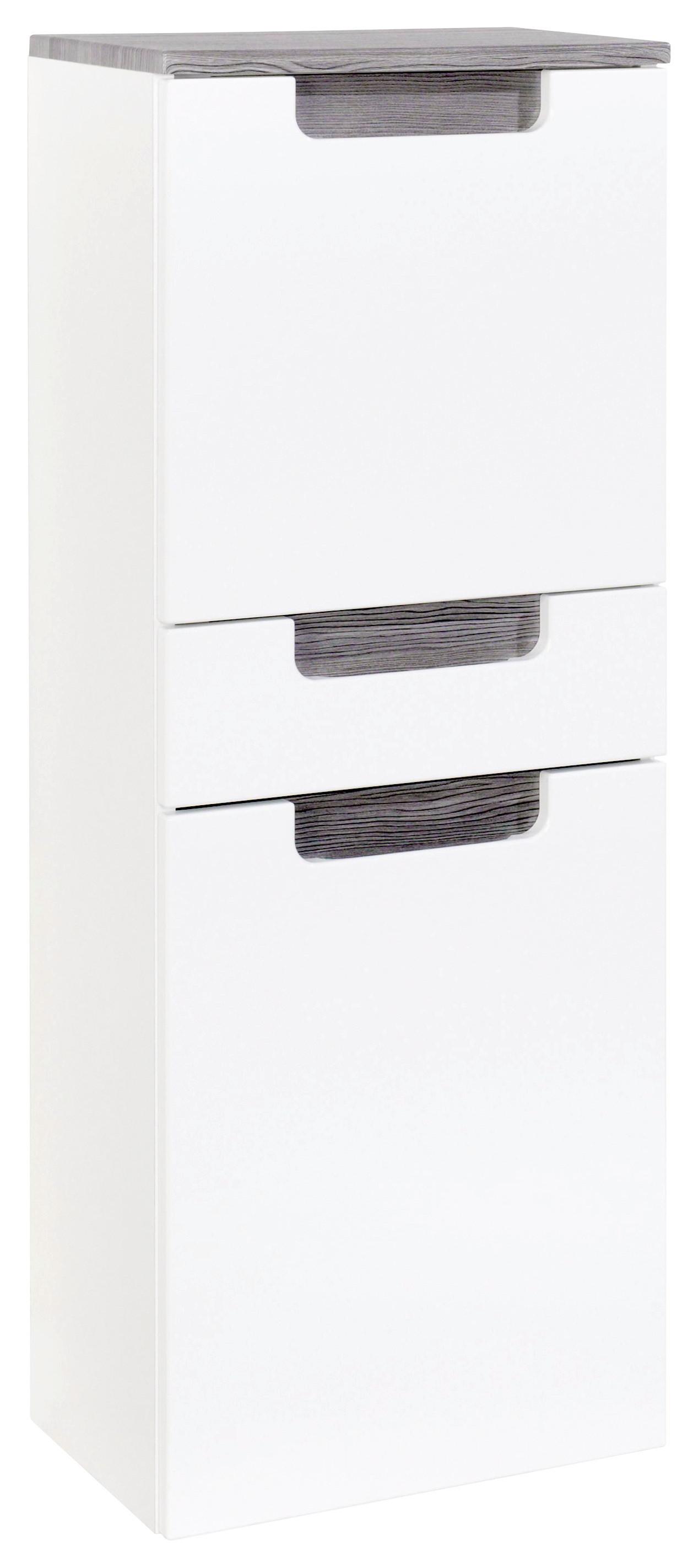 Midischrank mit Türdämpfer Siena 40cm Weiß/Eiche Dekor - Weiß/Silbereichenfarben, MODERN, Holzwerkstoff (40/105/27cm) - Held