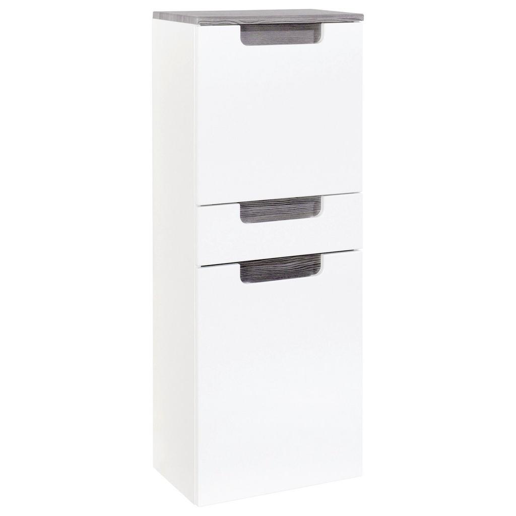 Midischrank mit Türdämpfer Siena 40cm Weiß/Eiche Dekor