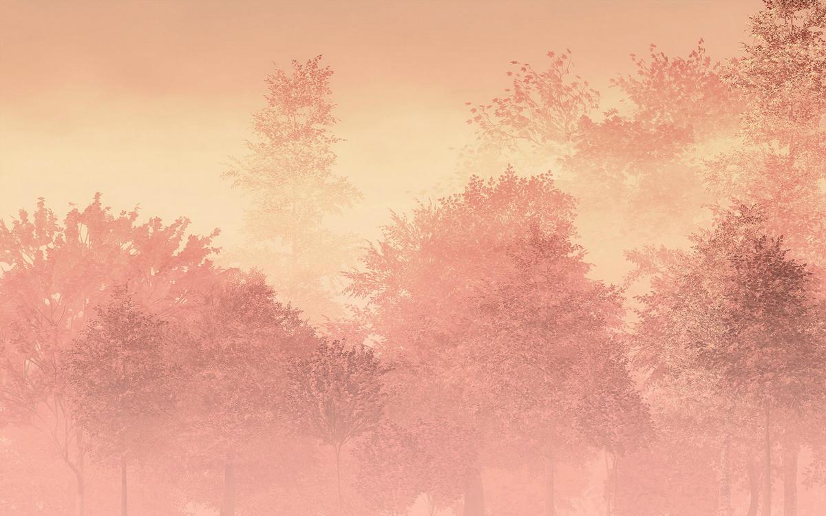 Vliestapete Heartwood  - Gelb/Rosa, Basics (400/250cm) - Komar