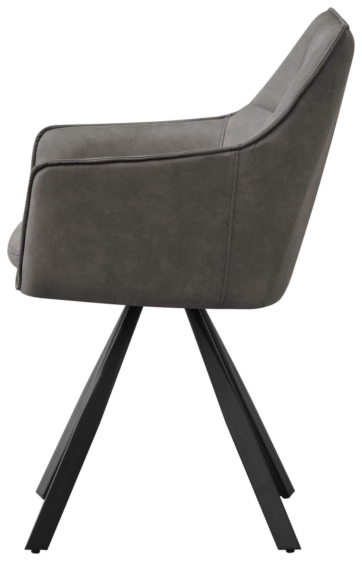 Armlehnstuhl Luna drehbar dunkelgrau, B: 57cm - Dunkelgrau/Schwarz, MODERN, Holz/Textil (57/90/62cm)