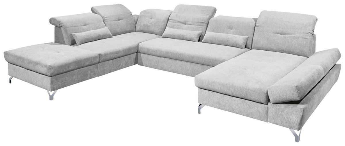 Ecksofa Melfi Hellgrau U: 245 cm - Silberfarben/Hellgrau, MODERN, Textil (245/350/168cm) - MID.YOU