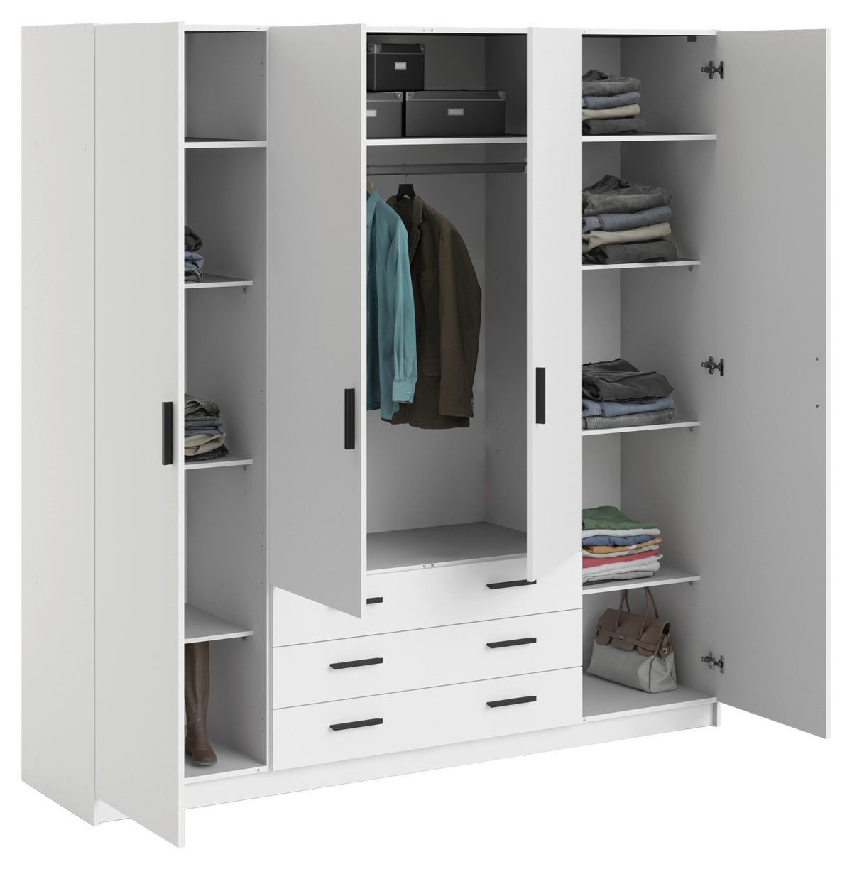 Kleiderschrank Sprint, Weiß, B: 195,5 Cm - Weiß, Basics, Holzwerkstoff (195,5/200,4/49,6cm) - MID.YOU