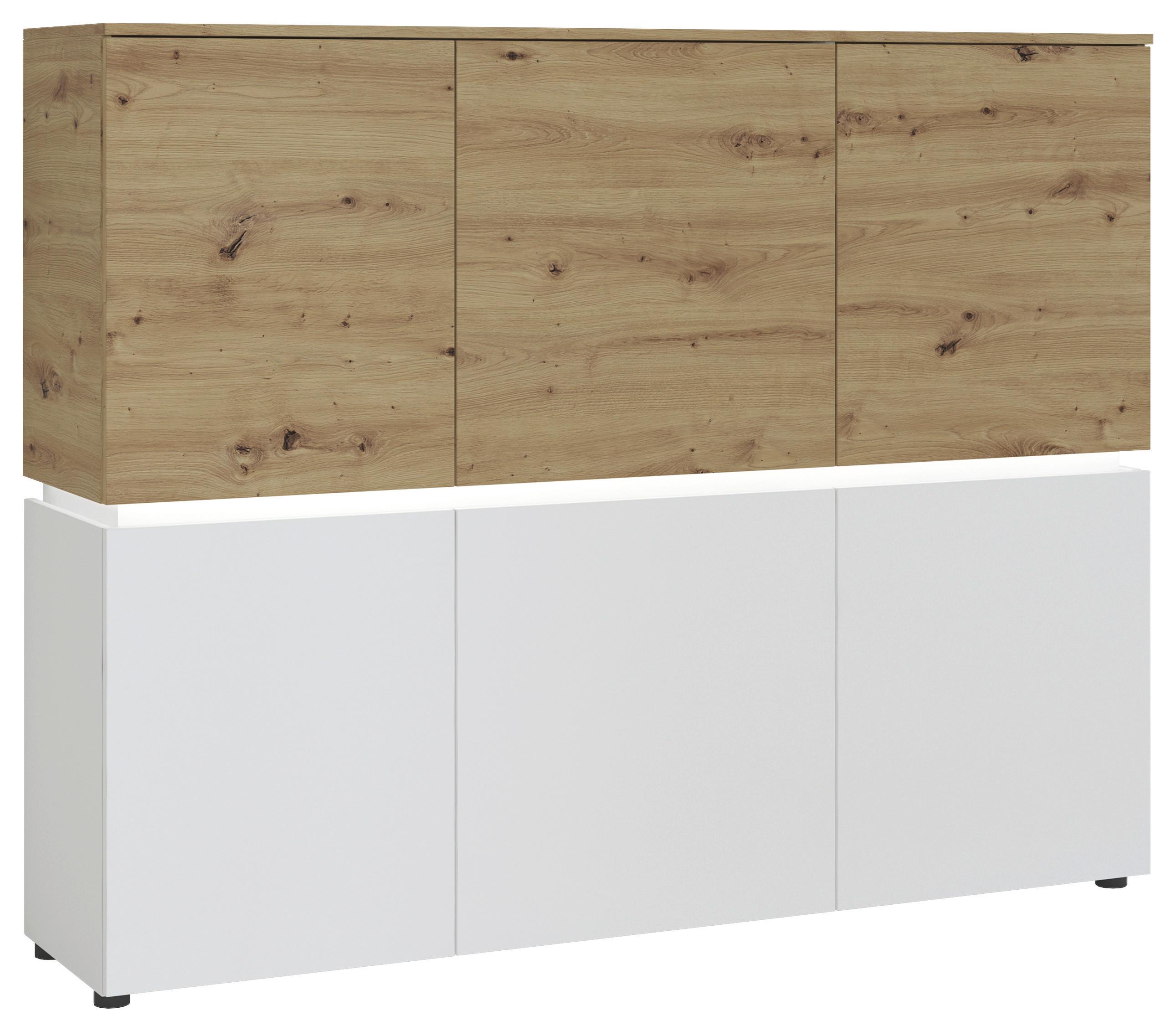Sideboard Luci Weiß Eiche Artisan/Weiß B: 165,5 cm - Weiß/Eiche Artisan, Trend, Holzwerkstoff (165,5/131,5/40cm) - MID.YOU