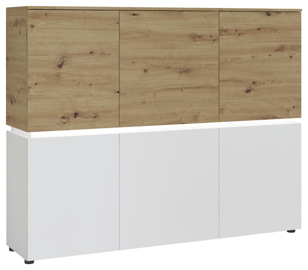 Sideboard Luci Weiß Eiche Artisan/Weiß B: 165,5 cm - Weiß/Eiche Artisan, Trend, Holzwerkstoff (165,5/131,5/40cm) - MID.YOU