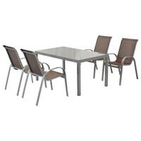 Gartenmöbel Set 5-Tlg. Amalfi aus Aluminium - Taupe/Silberfarben, MODERN, Textil/Metall - Gardenson