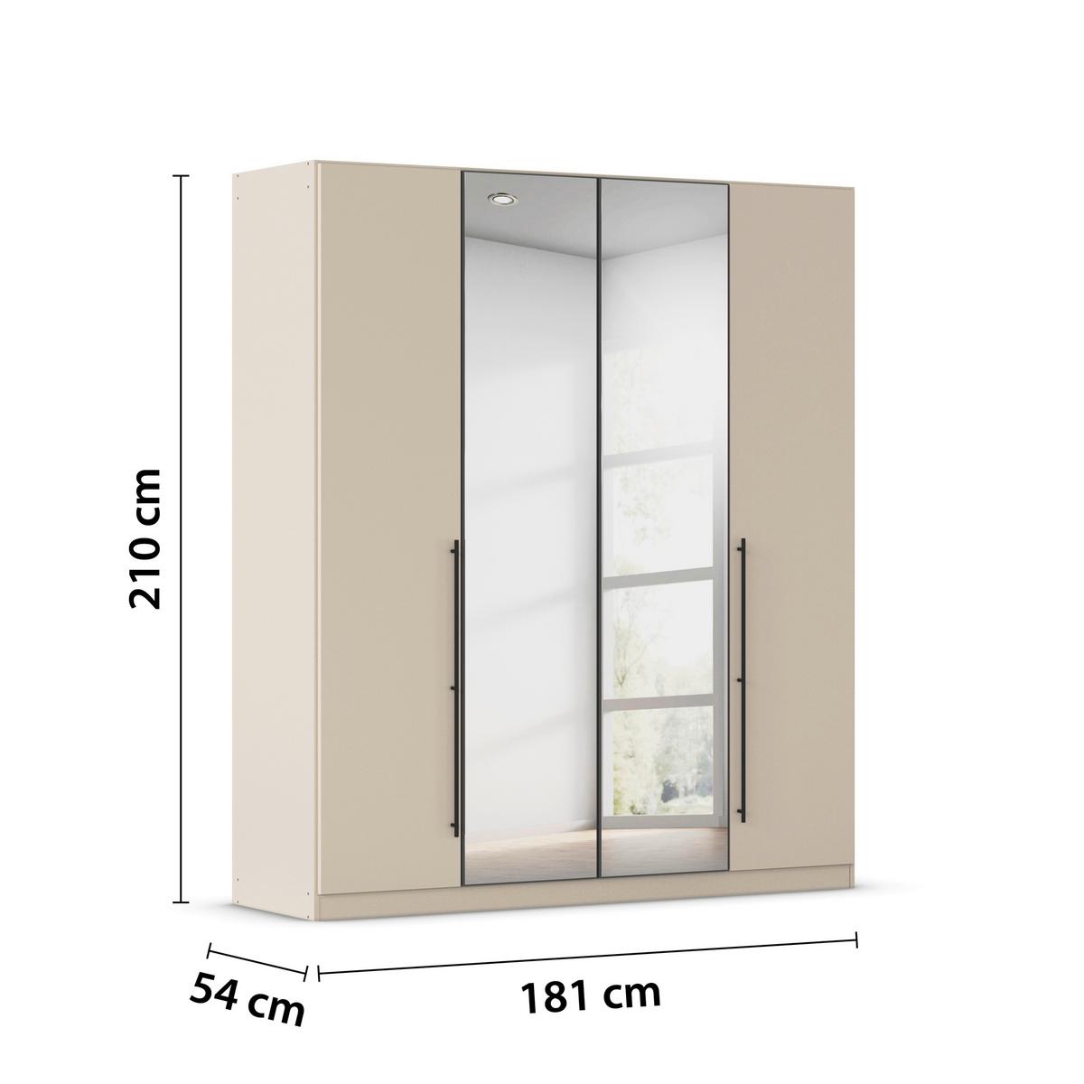 Kleiderschrank Safari mit Spiegel B: 181 cm - Champagner/Grau, KONVENTIONELL, Holzwerkstoff (181/210/54cm)