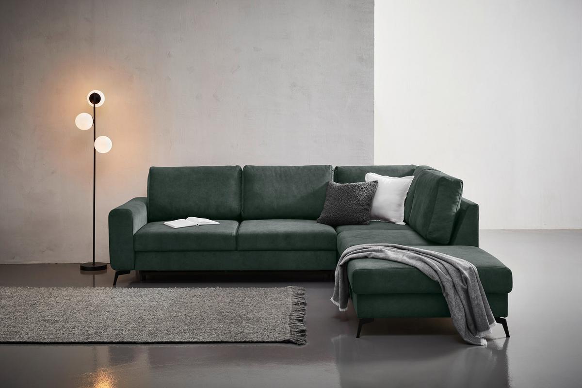 Sedacia súprava ADESSO, pravá, tmavozelená farba - čierna/tmavozelená, Konventionell, kov/textil (275/257cm) - MID.YOU