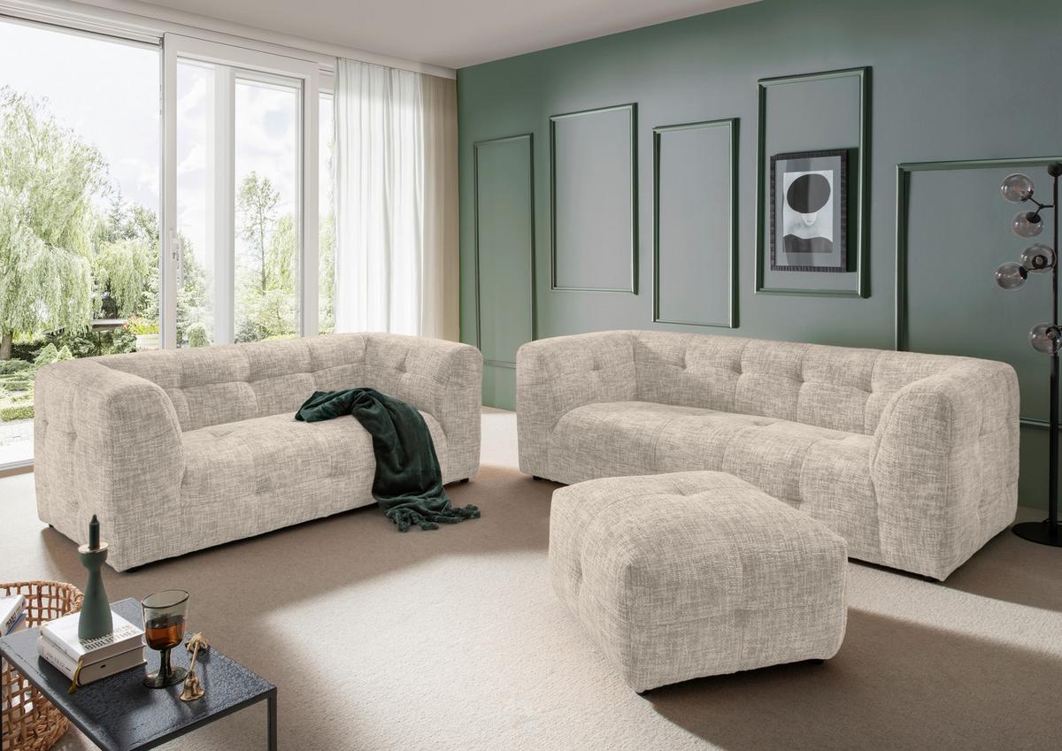 2-sitzer-sofa Velice, Creme B: 184 Cm - Creme/Schwarz, Design, Textil (184/72/95cm) - Livetastic