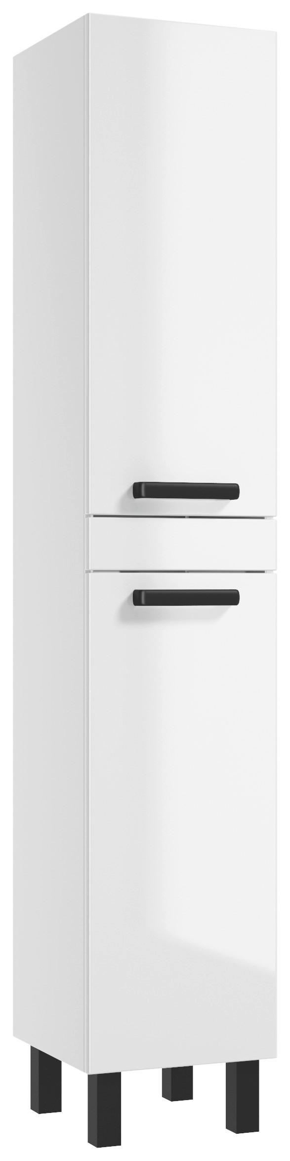 Hochschrank Rima B: 33 cm Weiß - Schwarz/Weiß, Basics, Holzwerkstoff (33/170/33cm) - MID.YOU
