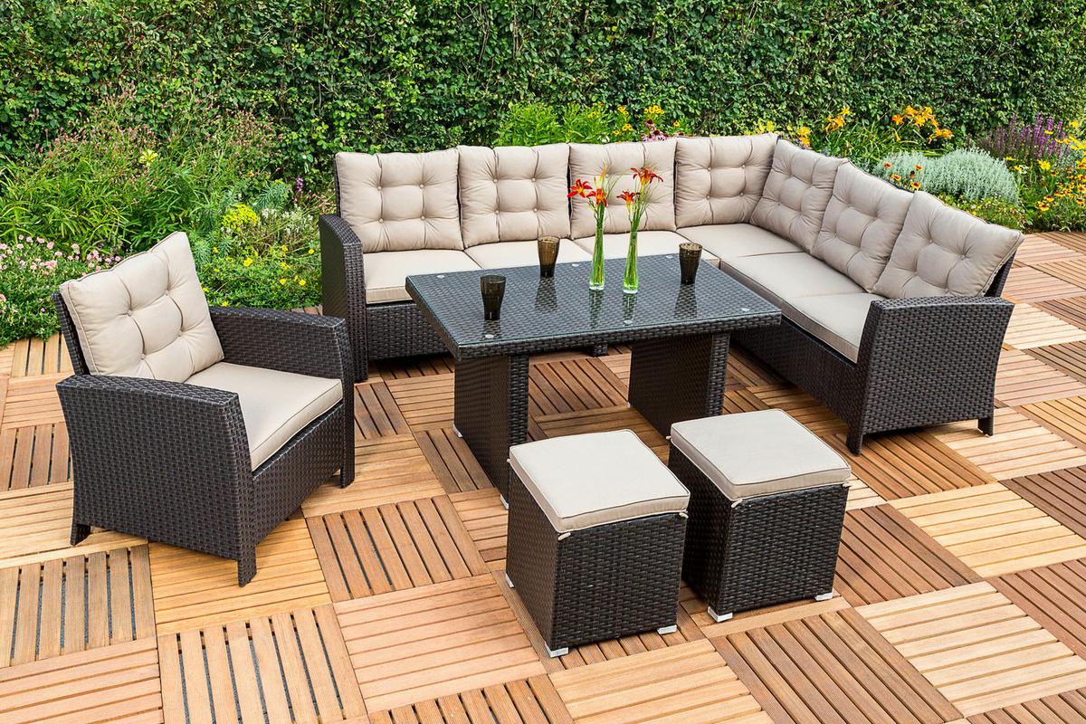 Gartenset Salerno - Beige/Braun, MODERN, Kunststoff/Metall - Gardenson