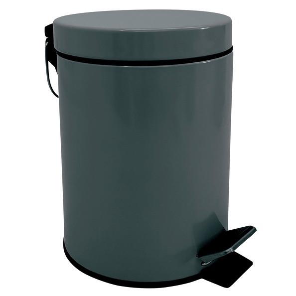 Kosmetikeimer Unis 3l Dunkelgrau Metall Dxh 17x25 - Dunkelgrau/Schwarz, Basics, Kunststoff/Metall (17/25cm)